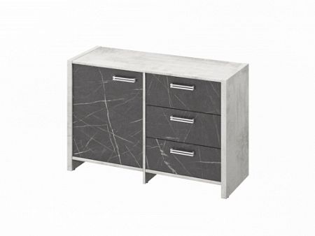 Тумба двухсекционная FI-12-01.G Хромикс белый/Камень Пьетра Гриджиа черный