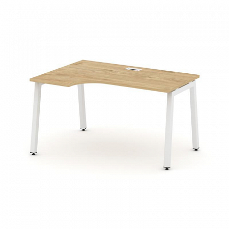 Style Project Стол рабочий эргоном. SN-5A.SPA-012(L) Тиквуд Светлый/Металл Белый 1580*700/980*750
